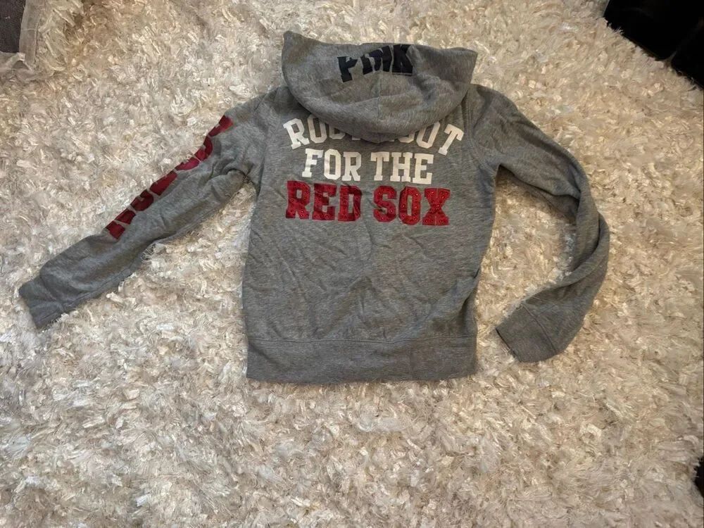Medi l VS PINK xMLB Red Sox team sweatshirt full zip up.top shirt